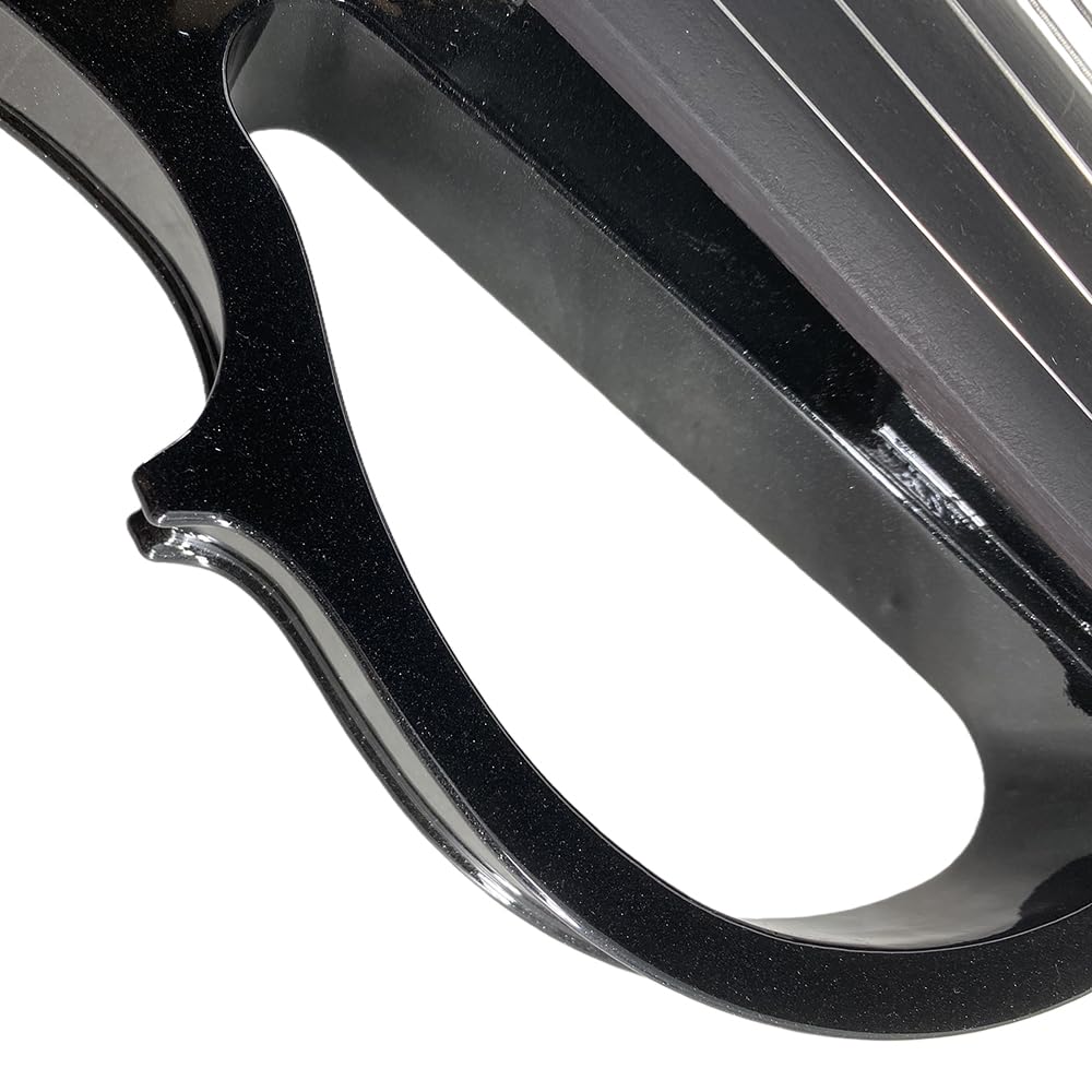4 String Electric Viola Full 4/4 Size, Silent Practice Viola, Solid Wood Metallic Electric Violas with Ebony Fittings, Beginner Kit for Adults Teens (black)