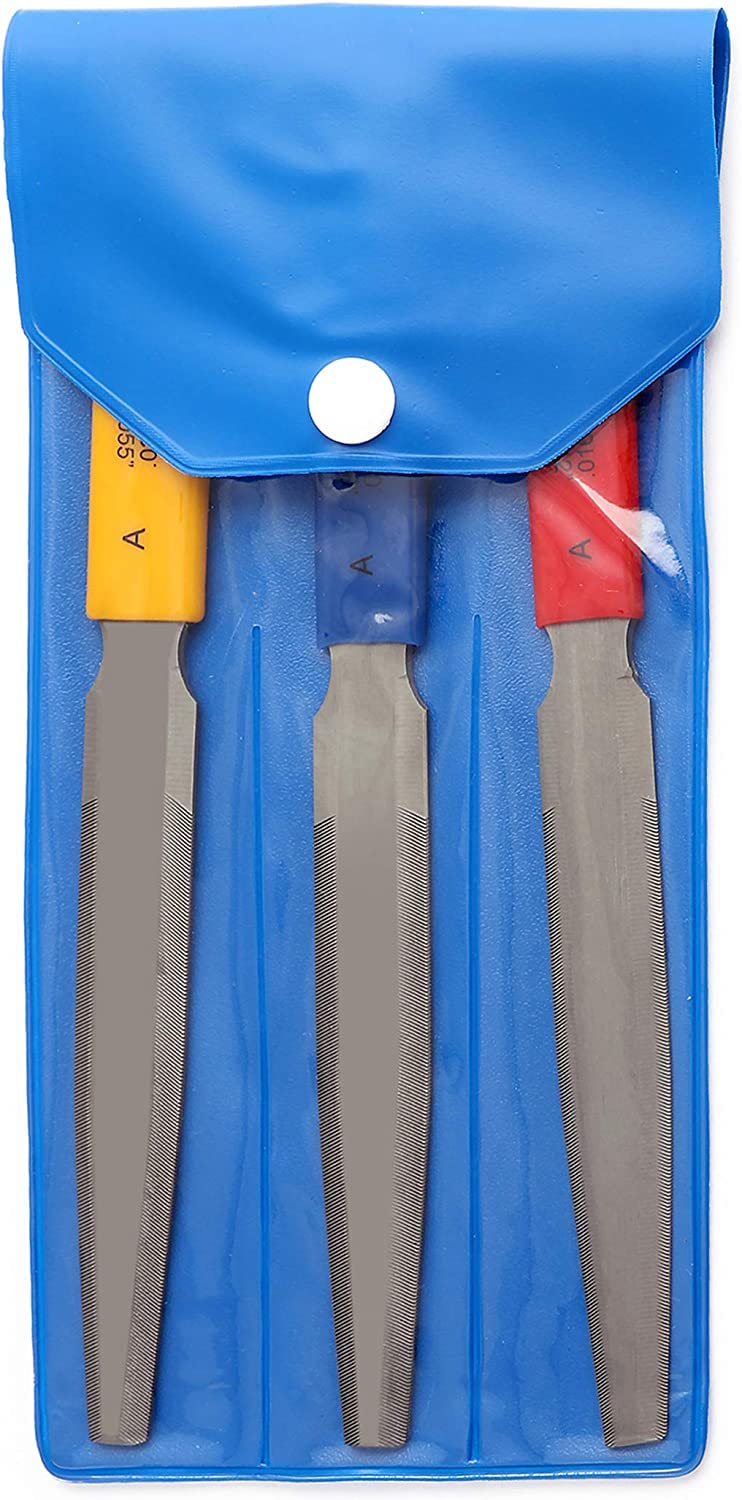 Electric Guitar files set,Acoustic Guitar file set,Bass Guitar files set,Tapered Nut Files Double Edge Nut Slotting Files,Fret Crowning Files Luthier Tools 3pcs set(Bass Guitar files)