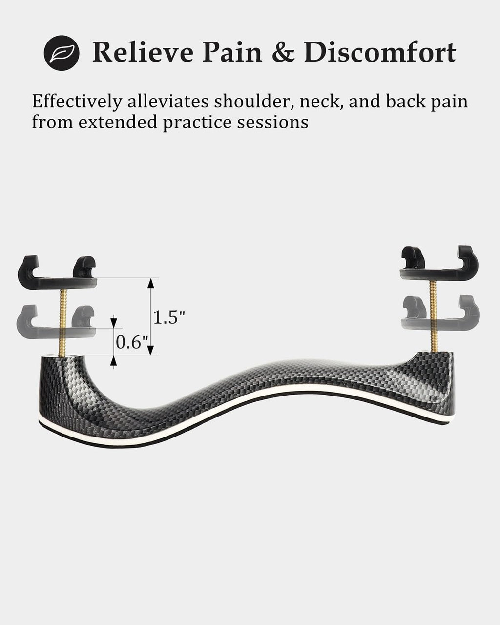 LMS Universal Extra Long Fork for Violin Shoulder Rest 4/4 3/4 Full Size, Replacement for Violin Viola Fiddle Shoulder Rest Extra-Long Feet, 1.5 inch (Black)