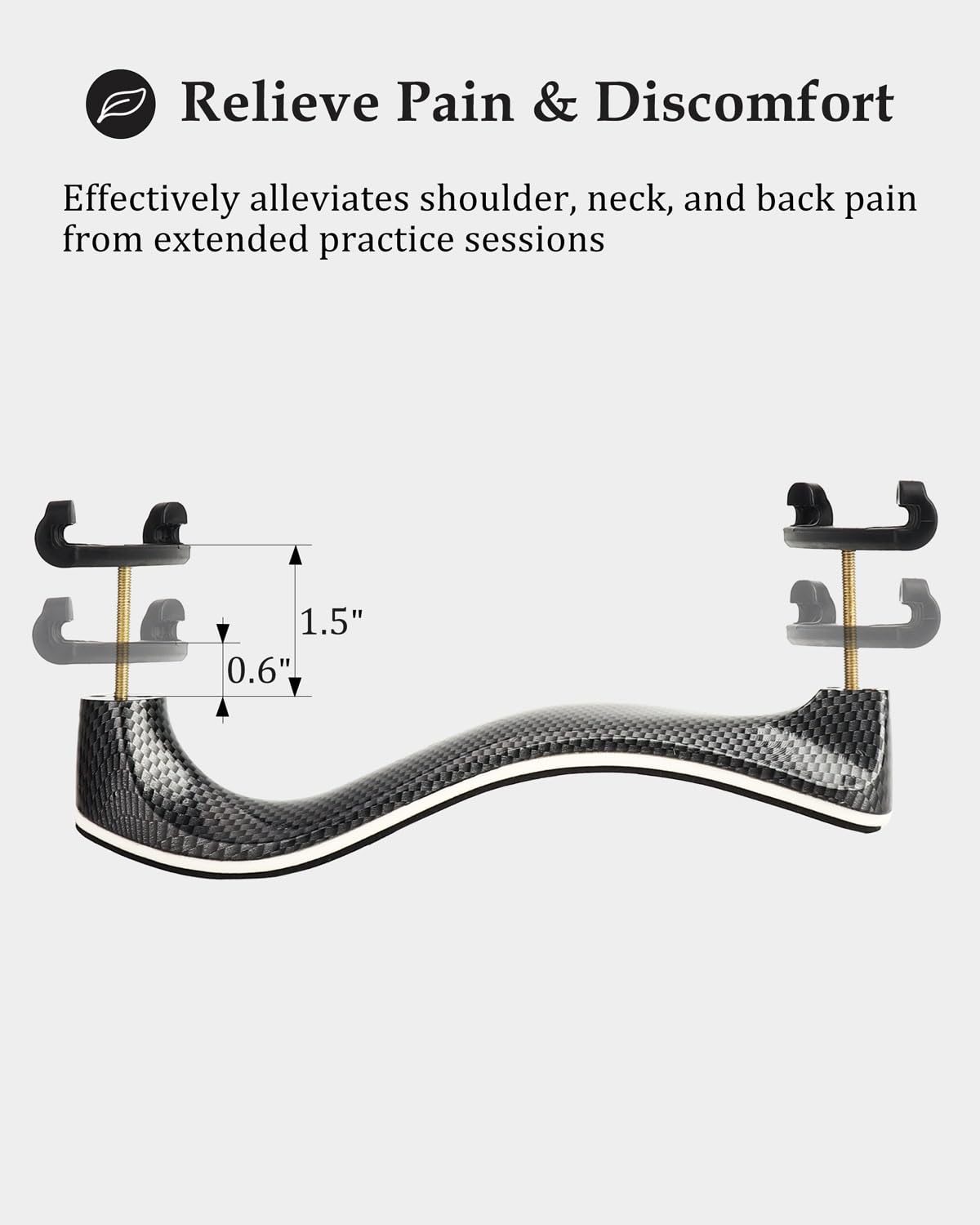 LMS Universal Extra Long Fork for Violin Shoulder Rest 4/4 3/4 Full Size, Replacement for Violin Viola Fiddle Shoulder Rest Extra-Long Feet, 1.5 inch (Black)