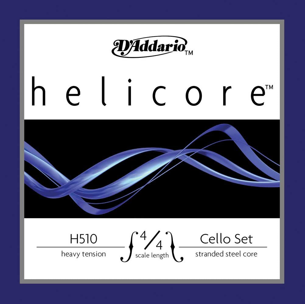 D’Addario H510 Helicore Cello String Set, 4/4 Scale Medium Tension (1 Set)– Stranded Steel Core for Optimum Playability and Clear, Warm Tone – Versatile and Durable – Sealed Pouch Prevents Corrosion