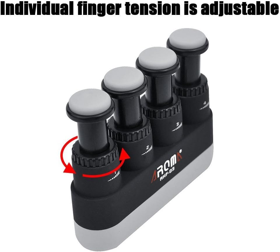 Finger Strengthener,4 Tension Adjustable Hand Grip Exerciser Ergonomic Silicone Trainer for Guitar,Piano,Trigger Finger Training, Arthritis Therapy and Grip, Rock climbing (AHF-03)