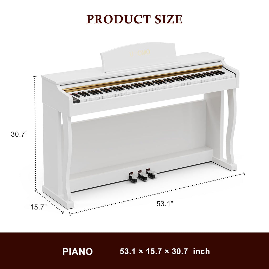 UMOMO 88- Key Weighted Hammer Action Digital Piano with Adjustable Light, Full-Size Electric Keyboard with Triple Pedals, Realistic Touch for Beginners & Intermediate Players Glossy Black