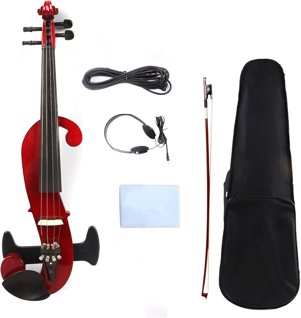 Cello Kit Violin Red 4/4 Electric Silent Violin Hand-Made