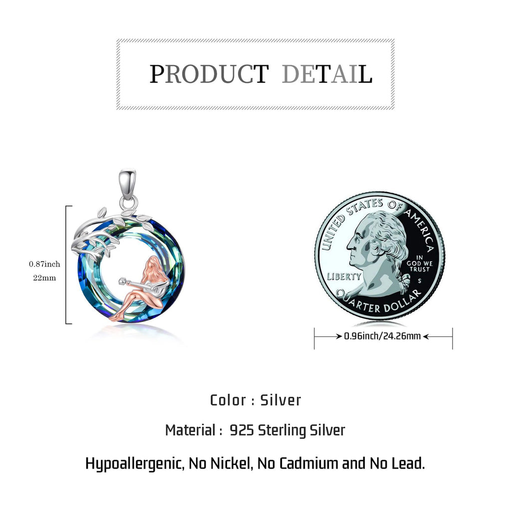 Sport/Music Necklace for Women 925 Sterling Silver Crystal Pendant Tree of Life Jewelry Gifts for Sport Players