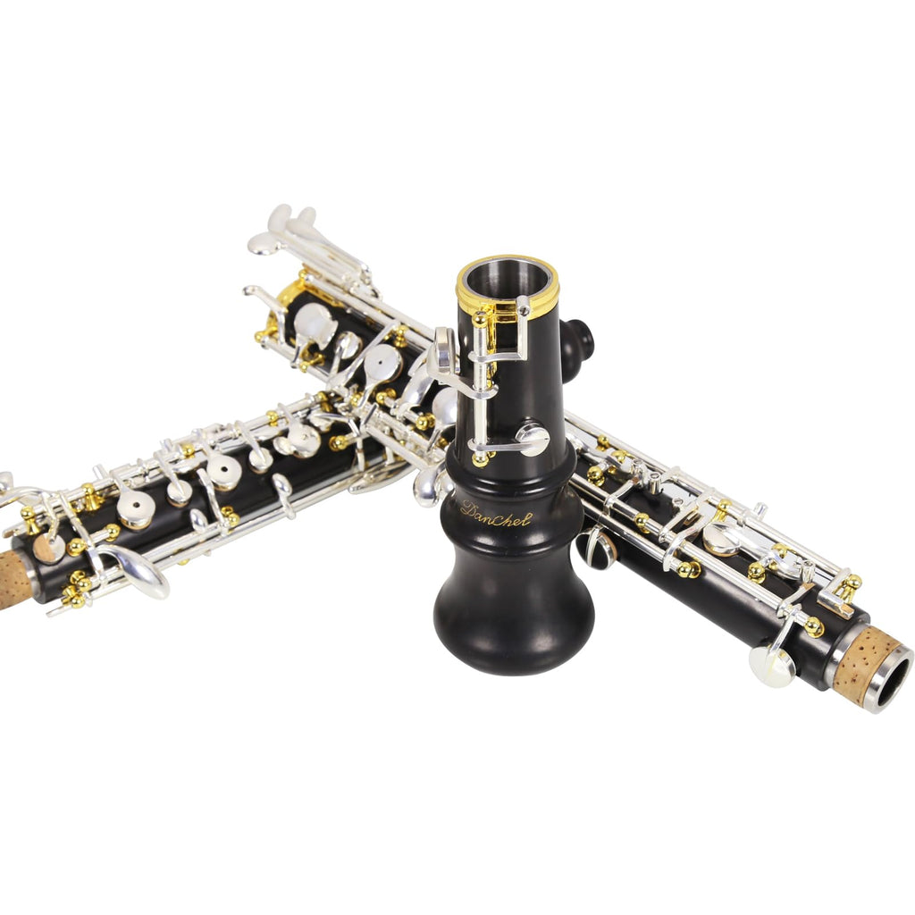 Oboe Professional Performance Level Redwood Body Silver Plated Semi Automatic C Tone with Reeds, Cleaning Cloth, Oboe Swab, Powder Paper, Absorbing Paper, Thumb Rest, Screwdriver, Gloves, Case