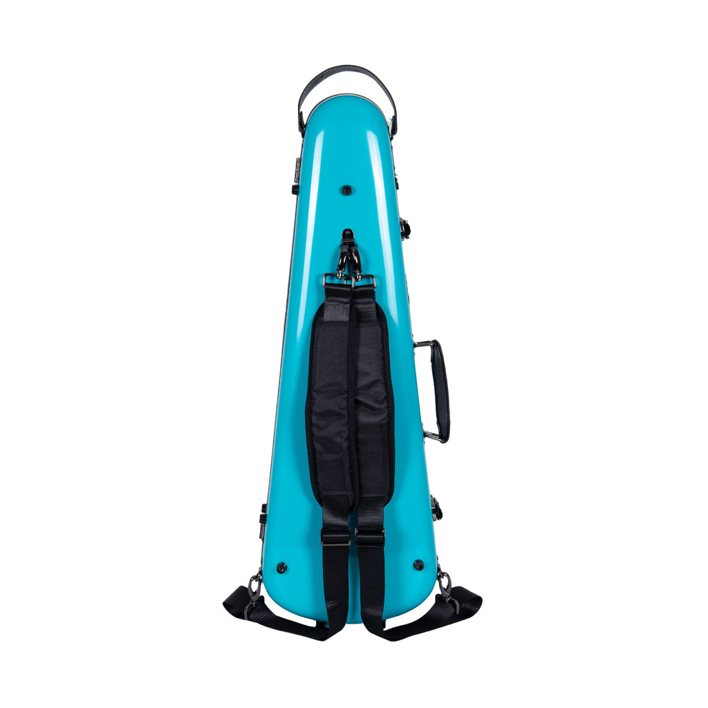Crossrock Fiberglass Violin Case for 4/4 Full Size – Glossy Mint Blue Contoured Shell, Velvet Suspension Interior, Backpack Straps – Lightweight & Stylish (CRF1020VMB)