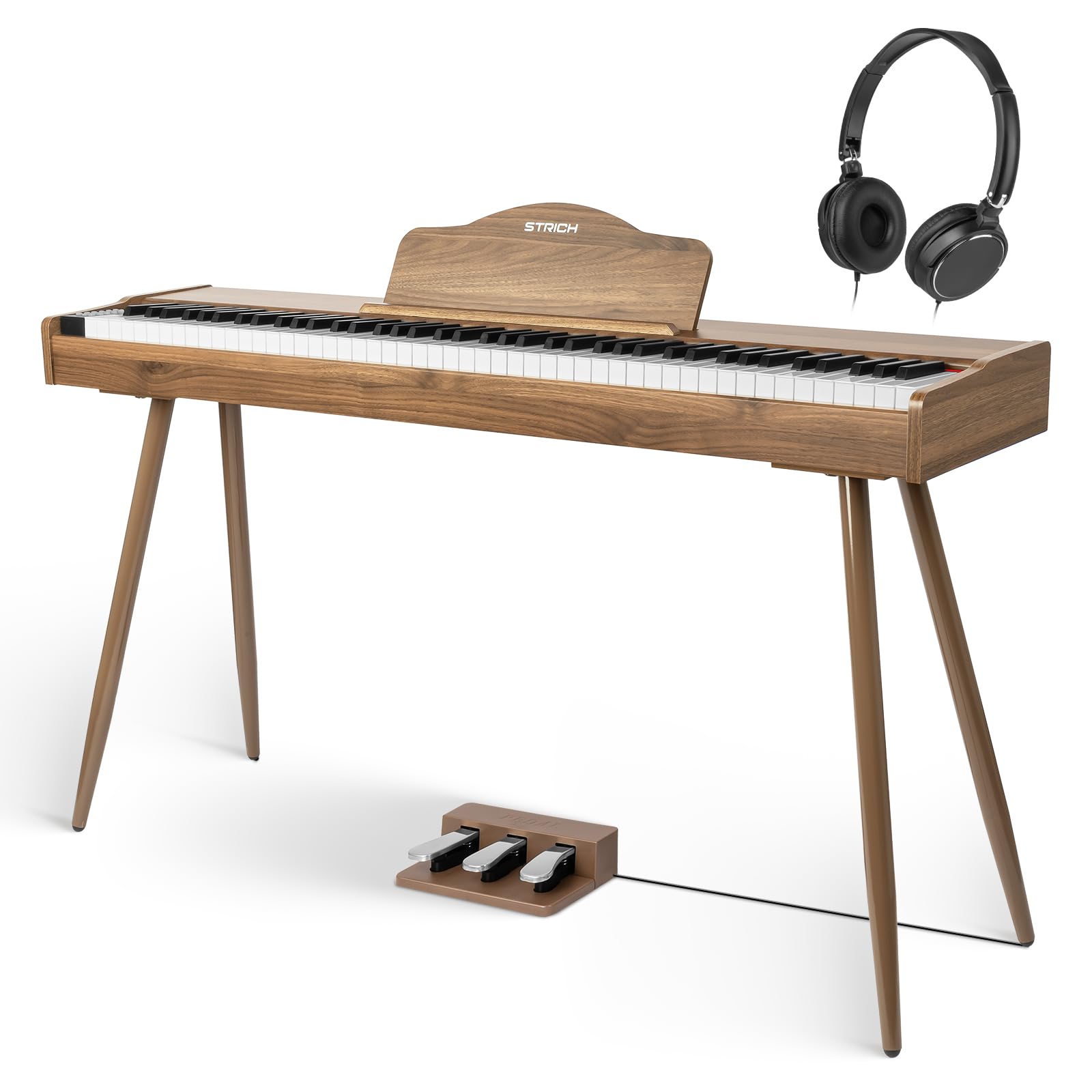 STRICH Digital Piano 88 Keys, Hammer-Action Weighted Keyboard, Full size Electric Piano Keyboard with Stand, 25Wx2 Speakers, Supports USB-MIDI/Wireless Connecting SDP-300S (Color Mahogany)