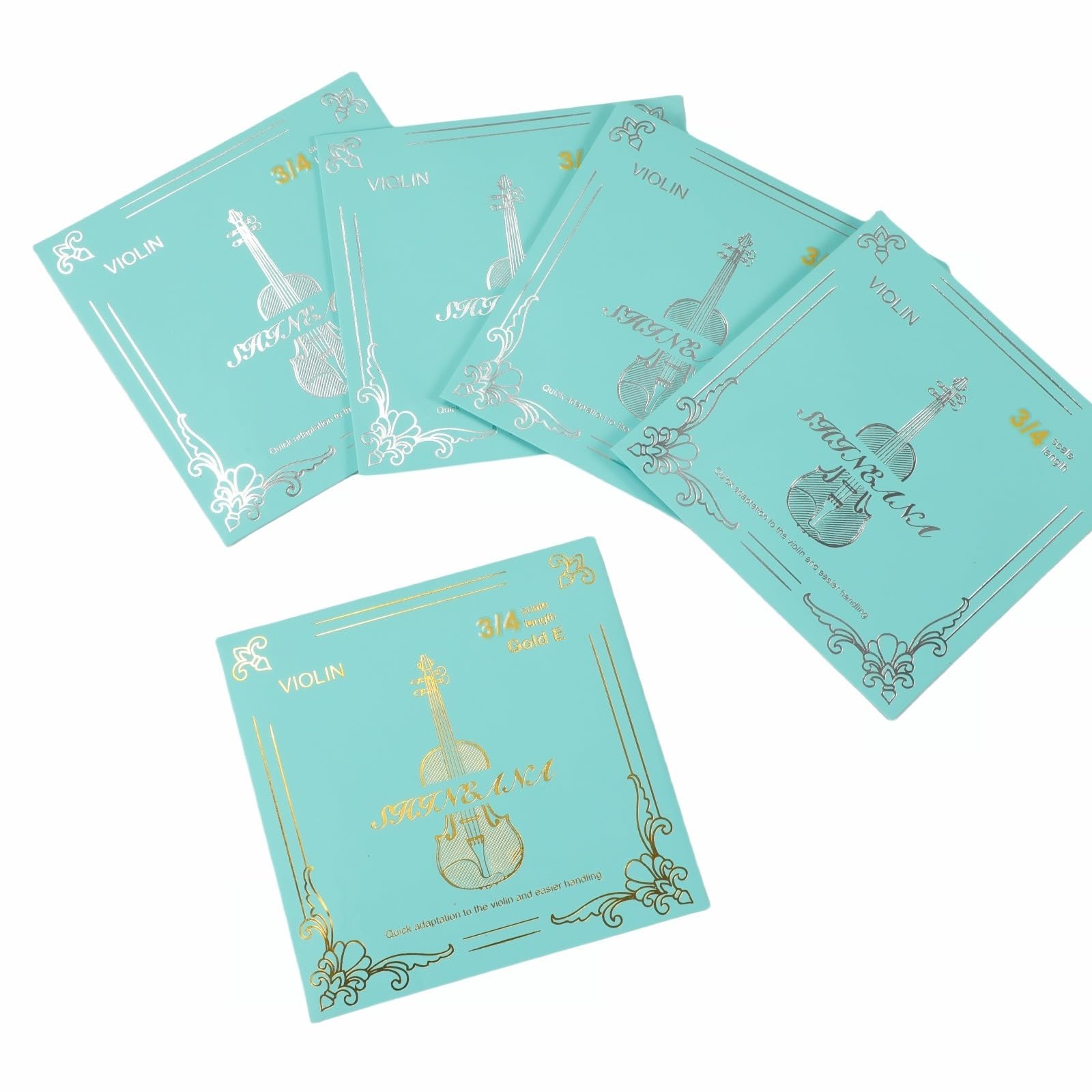 Violin Strings 4/4 Full Set, 4/4 Violin Strings Replacement,Long-Lasting Durability & Rich Tone - Handcrafted with Premium Materials- For All Levels (3/4 Scale)