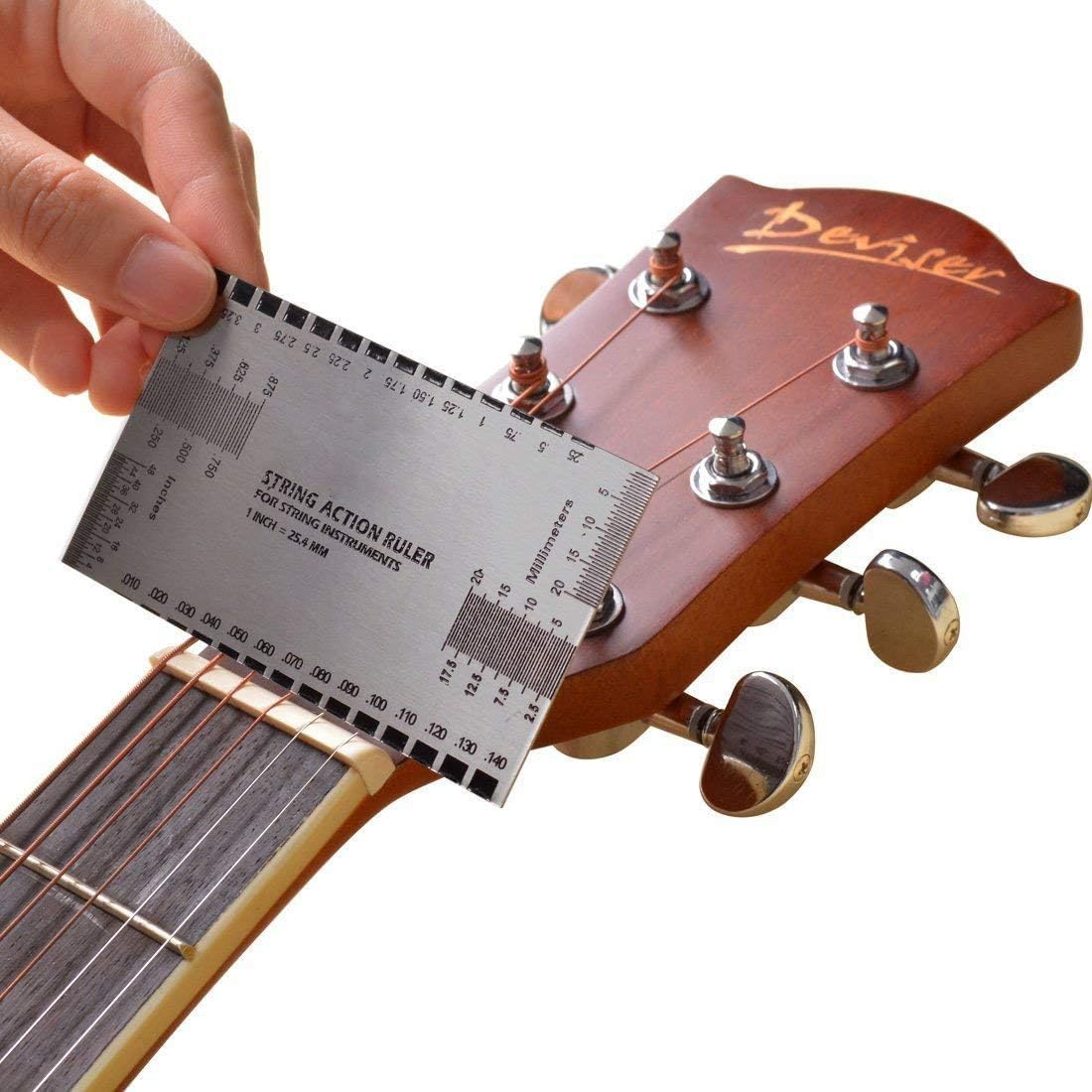 Silver International Measurement Standard String Action Ruler Gauge Guitar Luthier Tool Useful,Guitar and Bass Accessories, Instrument Accessories