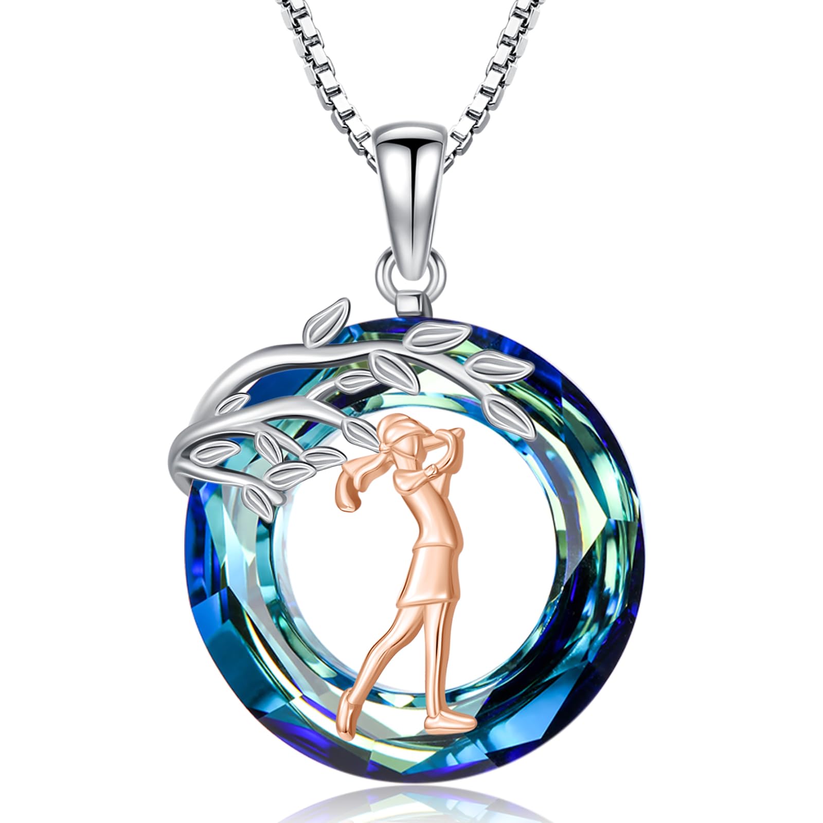 Sport/Music Necklace for Women 925 Sterling Silver Crystal Pendant Tree of Life Jewelry Gifts for Sport Players