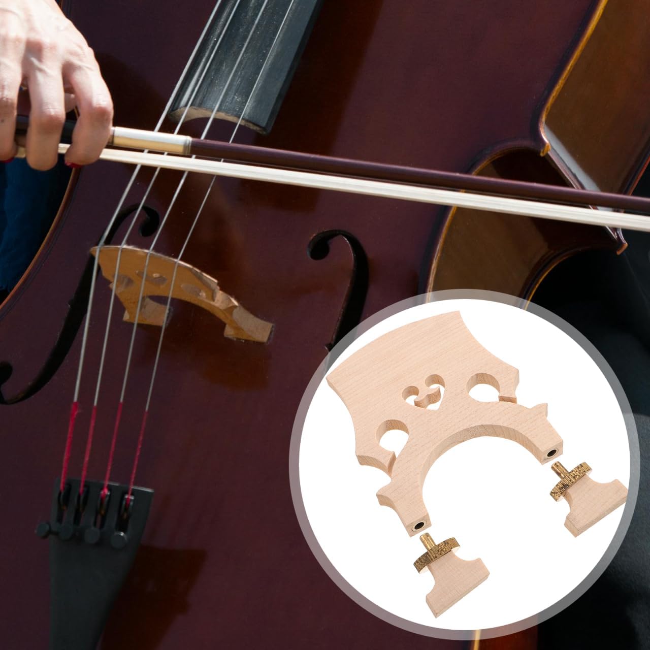 Kisangel Adjustable Maple Cello Bridge for 3/4 Cello with Low and Tall European Bridge Options Durable Instrument Accessory for School Orchestras Practice and Performance
