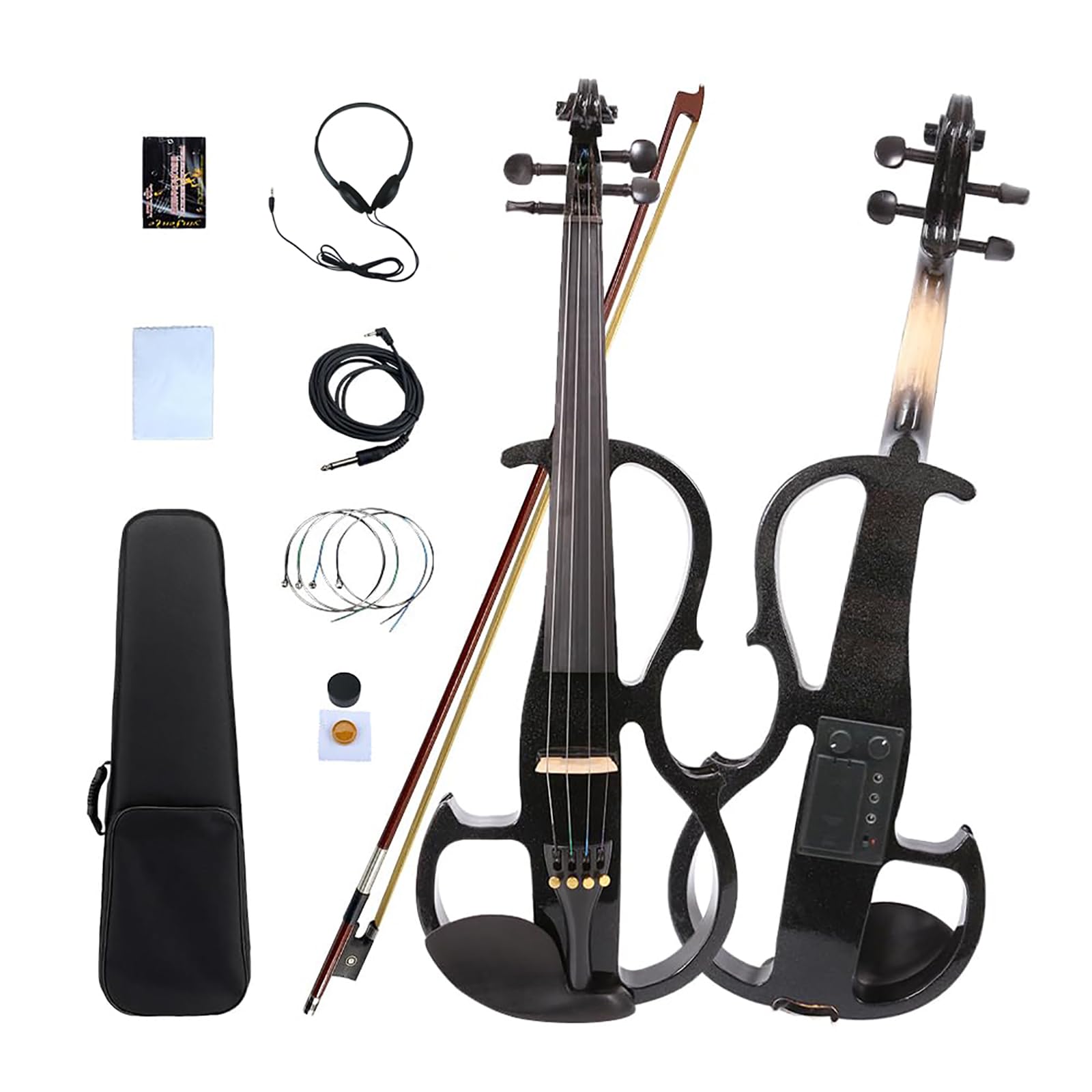 Vetimobato 16 Inch Silent Electric Viola Set- Solidwood Body with Ebony Fittings Metallic Coating Full Viola Set for Beginner Practice Professional Performance and Studio Recording (Blue, 4 String)