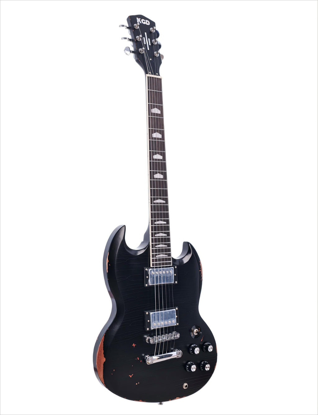 KGD Relic Electric Guitar,Solid Body Electric Guitar With Mahogany Body and Neck,Rosewood Fingerboard,Bone Nut,SG style 6-String Guitar,Professional/Electric Guitars for Adults
