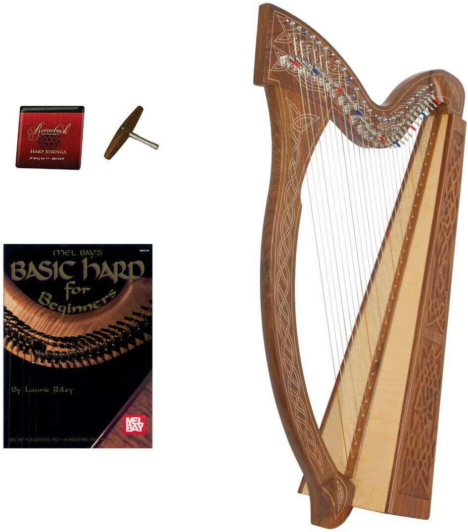 Roosebeck Minstrel Harp 29-String w/Full Chelby Levers + Learn to Play Book + Extra Strings & Tuning Tool