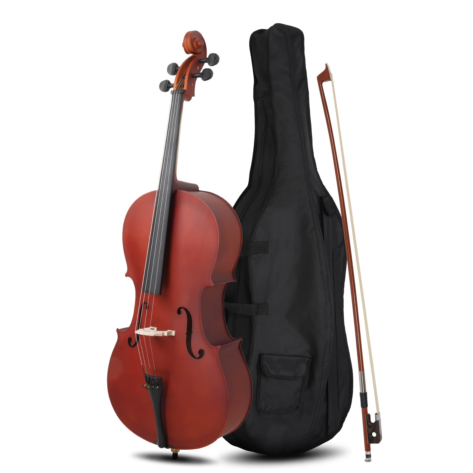 Ktaxon Full-Size Cello, Beginner Cello 4/4, Acoustic Cello Set with Portable Bag, Bow, Rosin, Bridge, Adults & Kids String Musical Instruments(White)