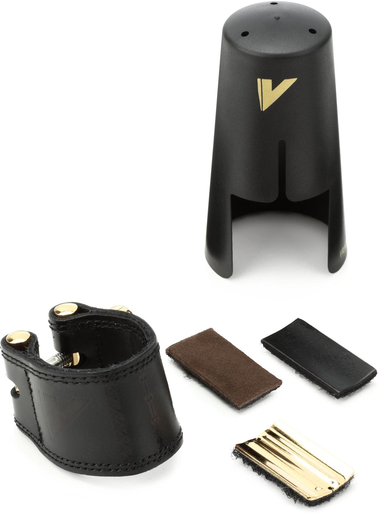Vandoren LC29P Leather Ligature and Plastic Cap for Baritone Saxophone with 3 Interchangeable Pressure Plates