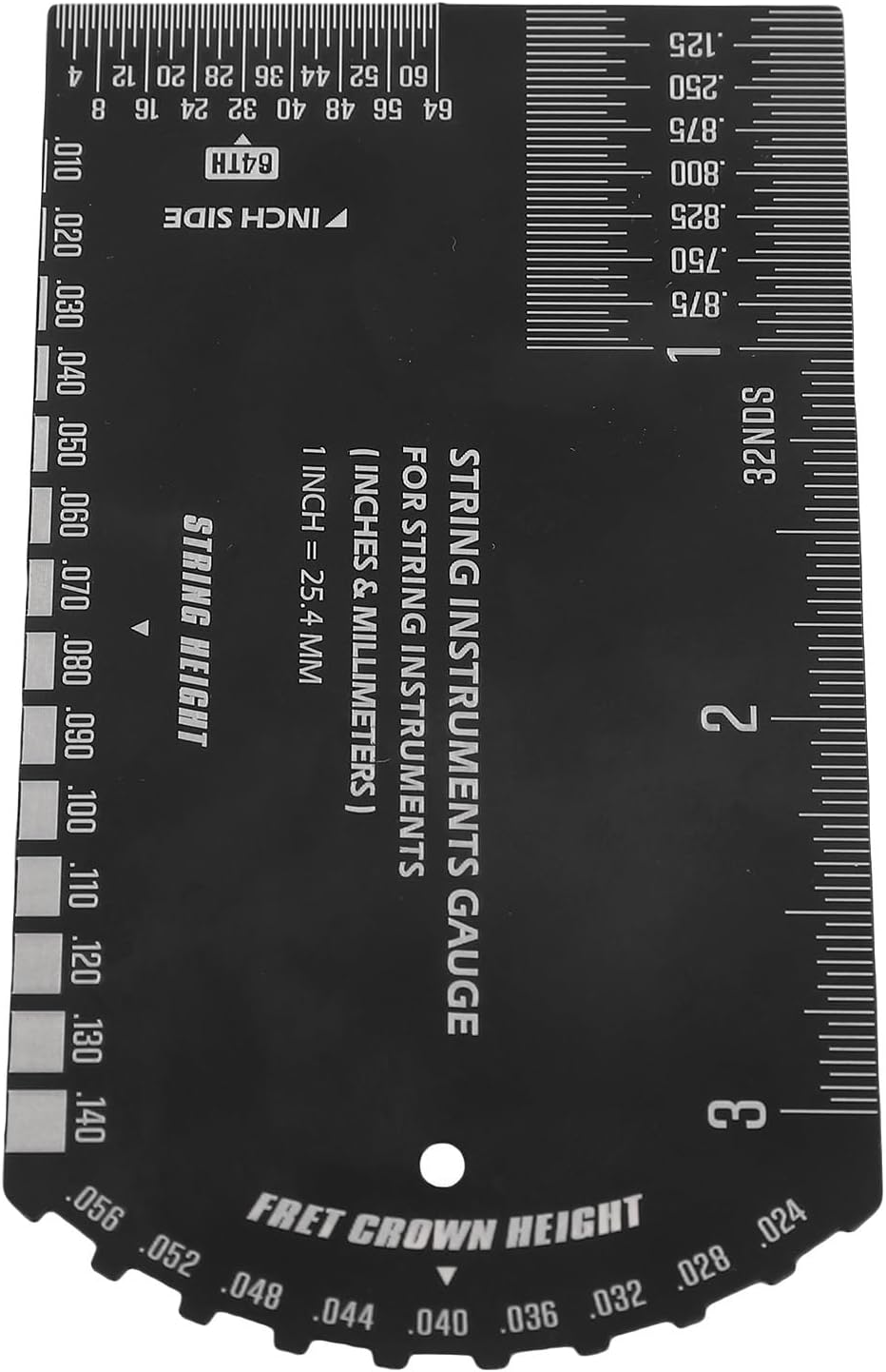 Alomejor String Action Gauge Ruler, Metric and SAE Measurement Scale, String Height Tool for Musical Instruments