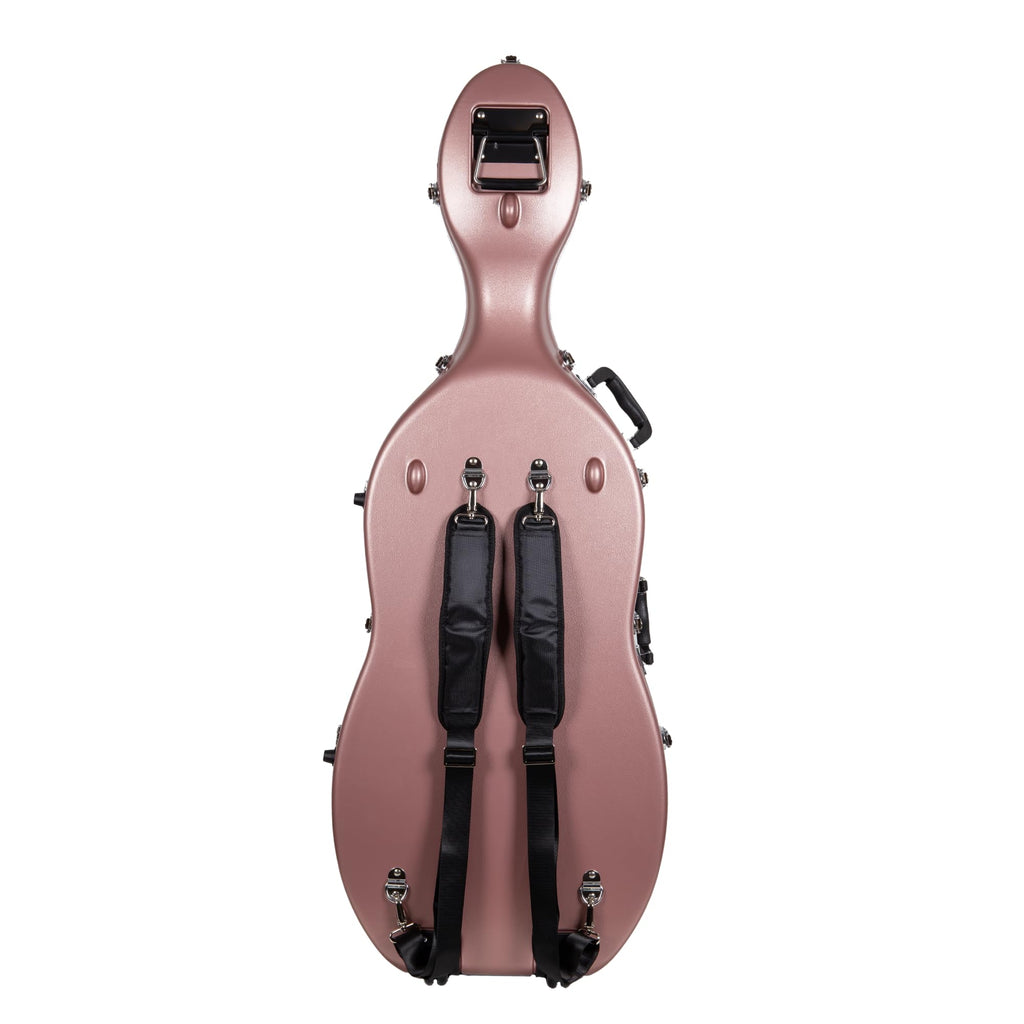 Crossrock ABS Cello Case for 4/4 & 3/4 Size | Wine Red Velvet Interior, Molded Hardshell with Wheels, Lock, Dual Bow Holders & Backpack Straps-Dark Red (CRA862CEFDR)