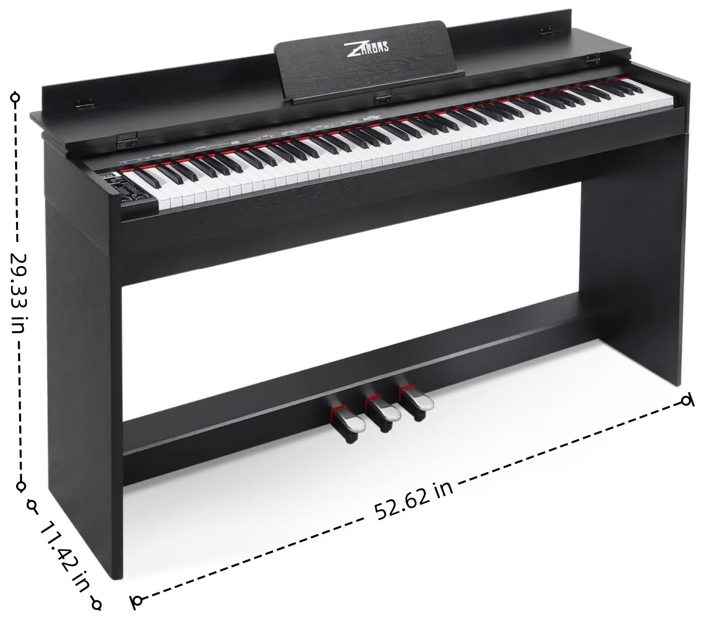 88 Key Digital Piano for Home Studio, with Weighted Hammer Action Keys, Professional Triple Pedal, USB-MIDI Connectivity, Includes Power Adapter, Stand & Headphone Jack, Black