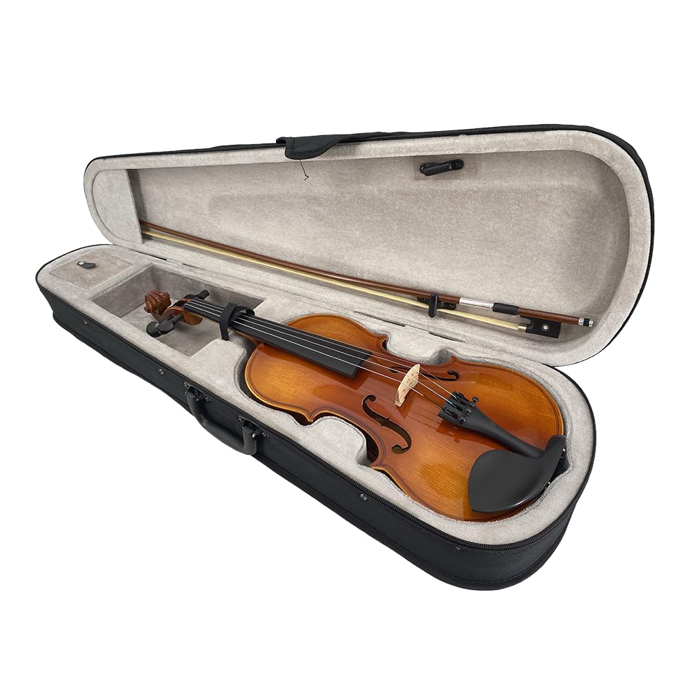 1/2 Violin Set for Beginners Violin Fiddle Set for Beginners with Shoulder Rest Bow Bridge Hard Case and Extra 4strings
