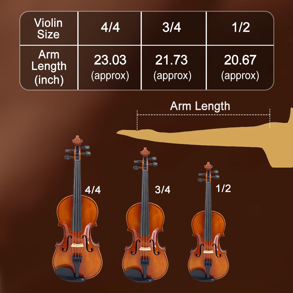 1/2 Violin Set for Beginners Violin Fiddle Set for Beginners with Shoulder Rest Bow Bridge Hard Case and Extra 4strings
