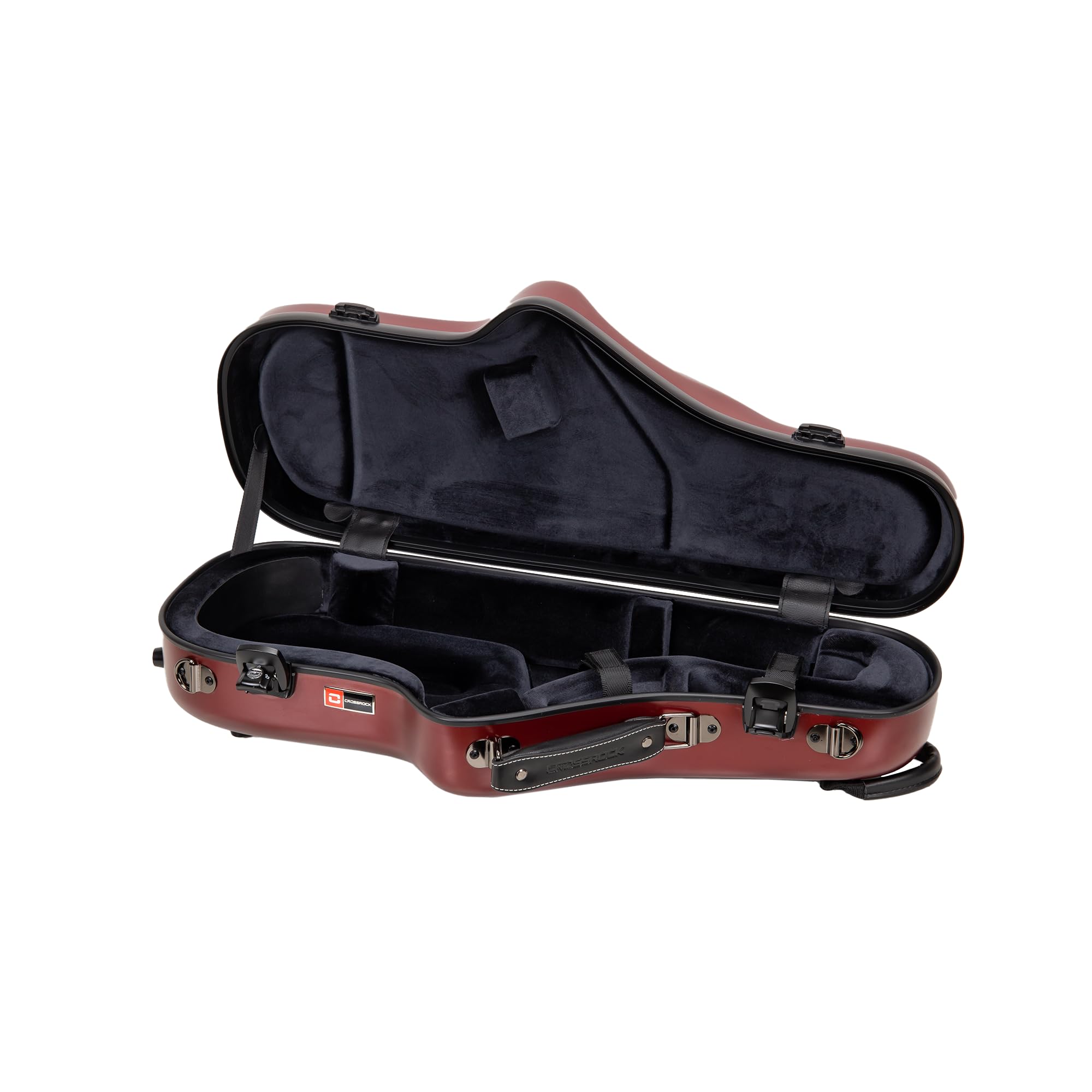 Crossrock Low A Baritone Saxophone Case with Wheels | Polycarbonate Hard Shell, TSA Lock, Anti-Scratch Finish, Neck & Mouthpiece Storage–Black (CRF4050BSBK)