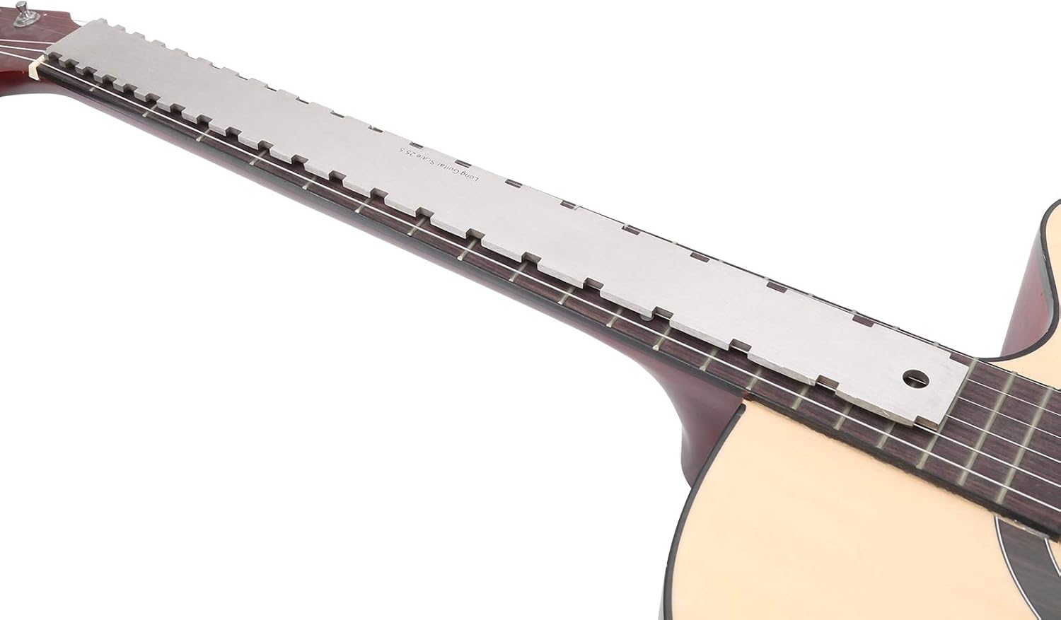 Guitar Neck Straight Edge Ruler and String Action Gauge, Dual Scale Design for 24.75 and 25.5 Inch Guitars, Stainless Steel Fret Rocker Tool Kit for Guitar Repair and Maintenance