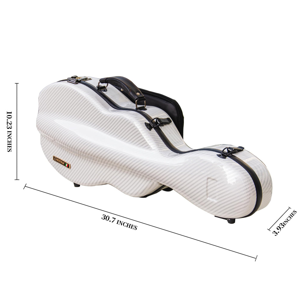 Christina violin case 4/4 Full Size Violin case High-Strength Carbon Fiber Pear-Shaped Violin Music Bag With Combination Lock and Extra Bag Gray Violin Hard Case (VB-Random type-SilveryGray spot)