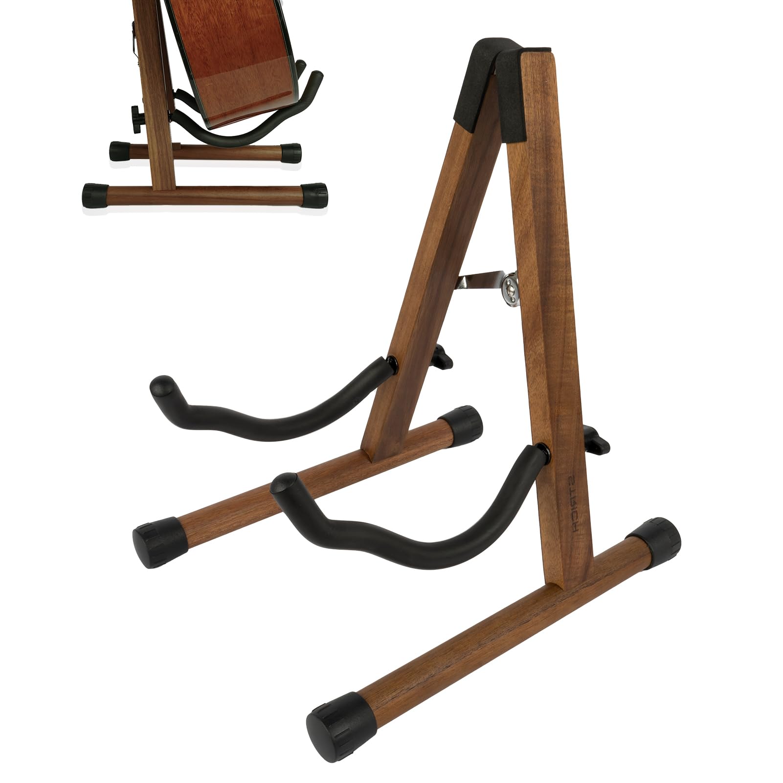 STRICH Wood Guitar Stand, A-Style Folding Acoustic Electric Floor Guitars Stand, Wood Ukulele Holder for Bass, Cello, Mandolin, Banjo, SGS-02