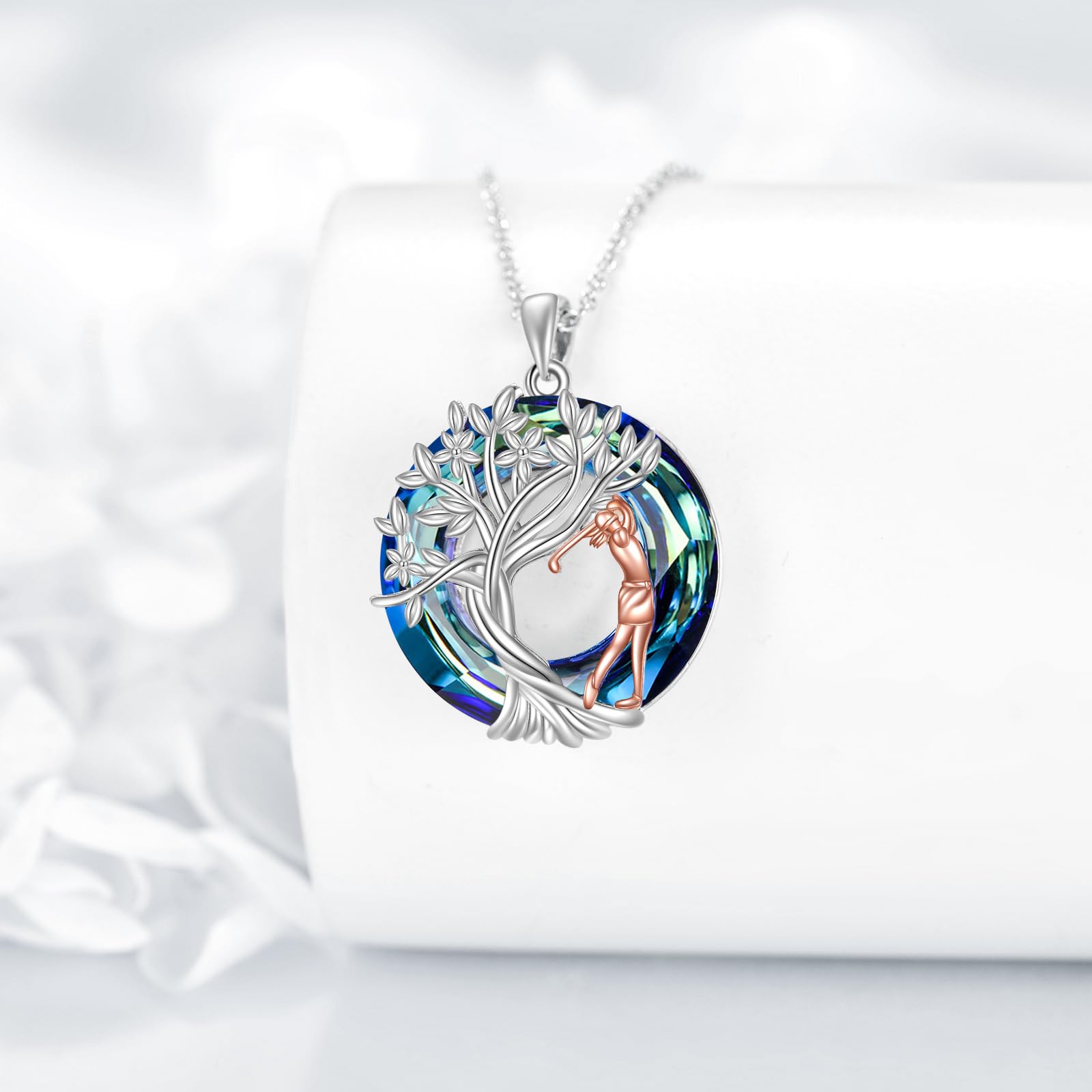 YFN Tree of Life Necklace Sterling Silver Crystal Jewelry Graduation Birthday Gifts for Women