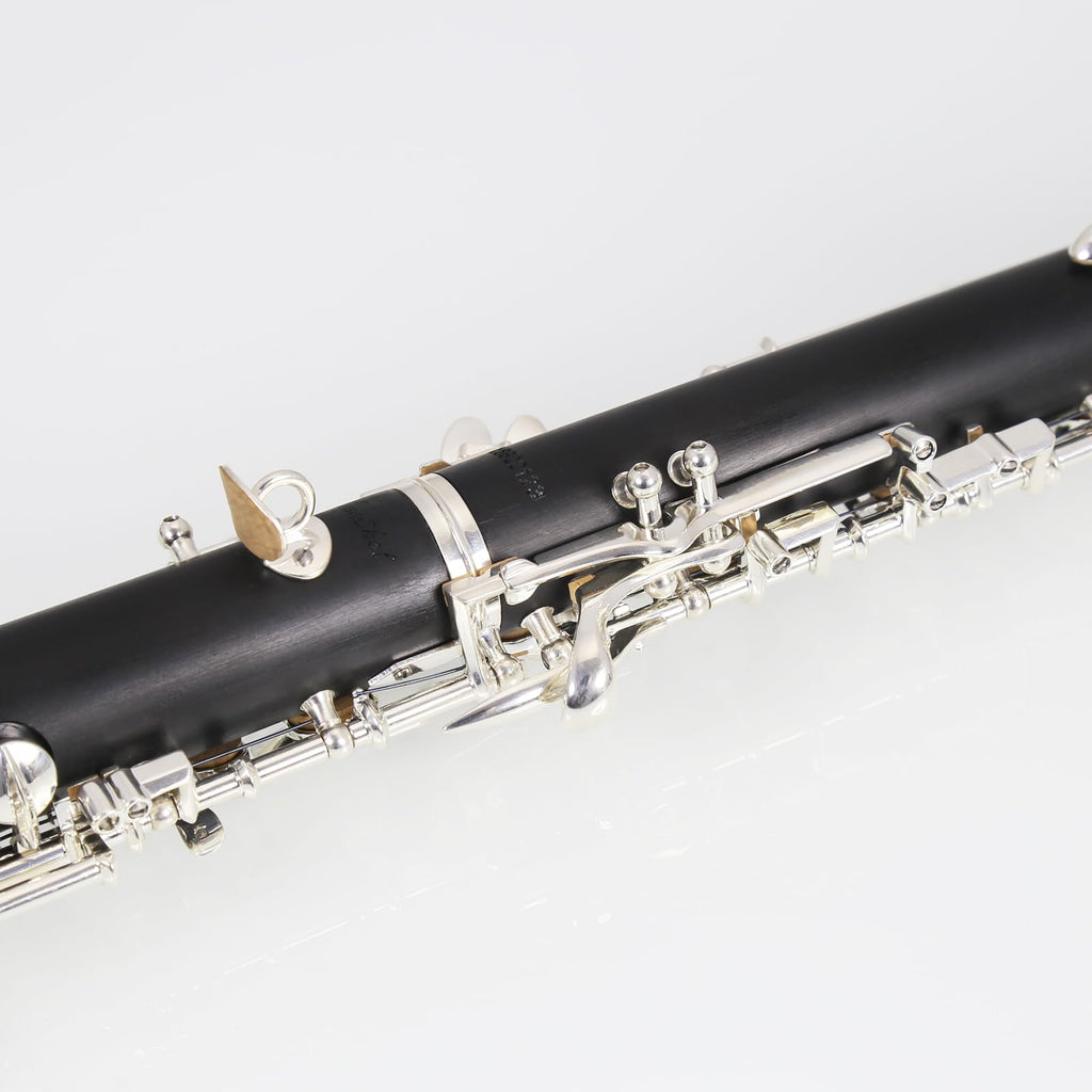 Oboe Professional Performance Level Redwood Body Silver Plated Semi Automatic C Tone with Reeds, Cleaning Cloth, Oboe Swab, Powder Paper, Absorbing Paper, Thumb Rest, Screwdriver, Gloves, Case