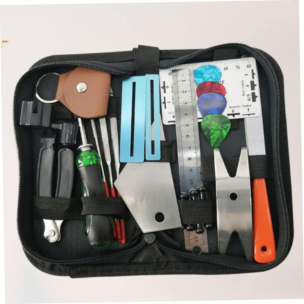 Guitar Maintenance Kit 24pcs Tool Set Guitar Repair Tools String Gauge Action Ruler Guard Fret Files