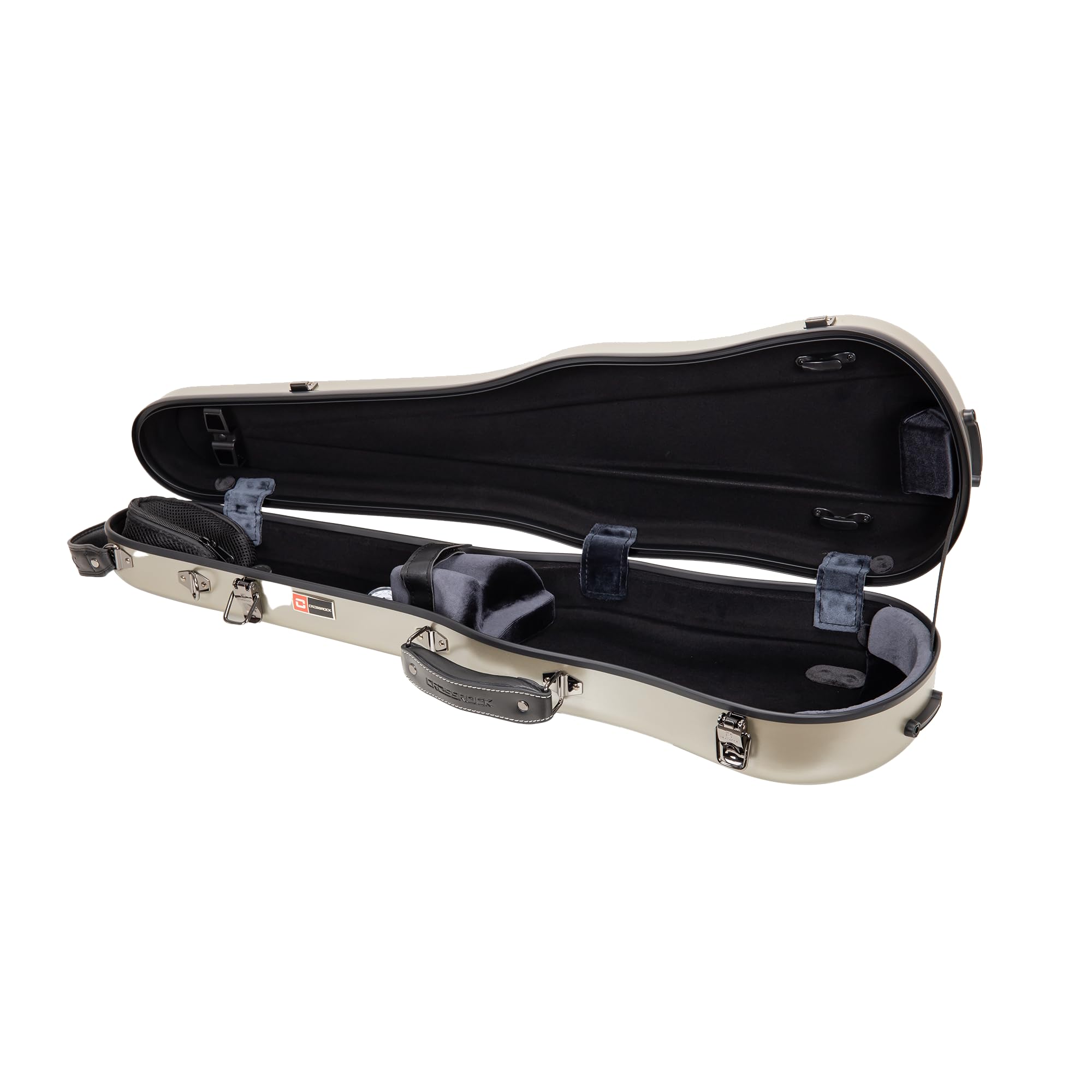 Crossrock Poly Carbon Cello Case for 4/4 Full Size | Red Matte Finish, Black Velvet Interior, Wheels, Music Pouch – Lightweight Protection Series
