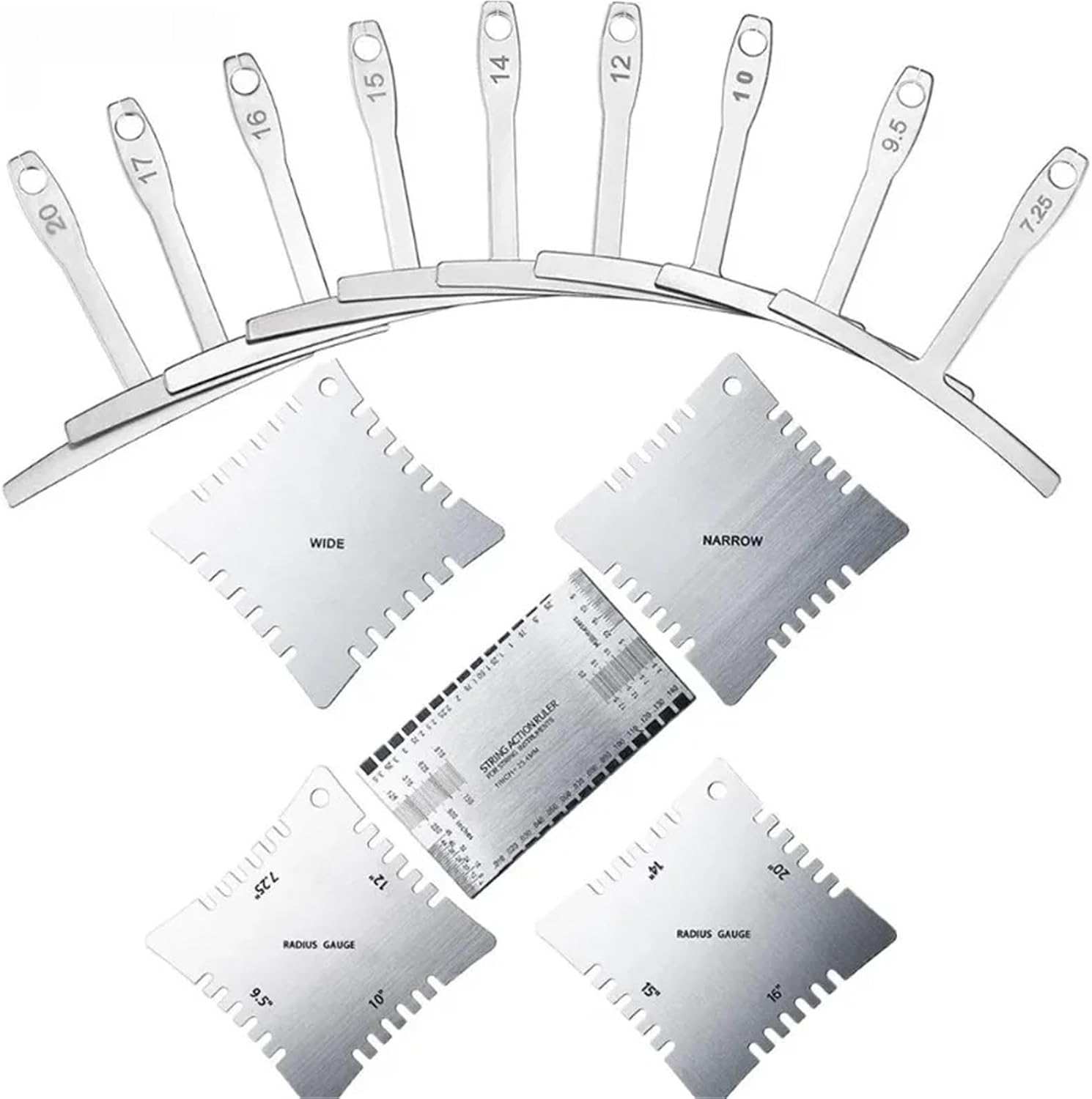 14 Pcs Guitar Measuring Tool Kit, String Action Ruler Radius Gauge