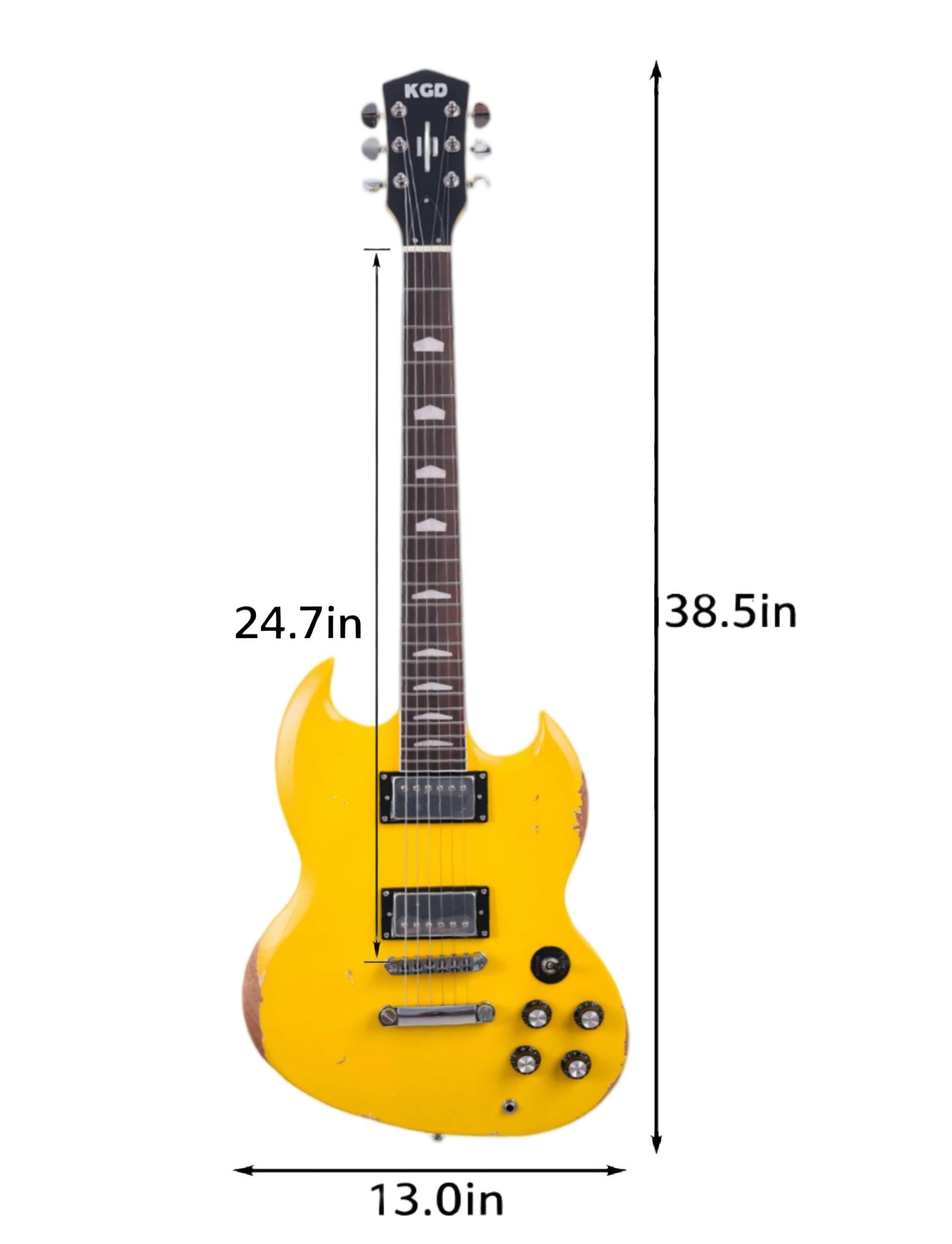 KGD Relic Electric Guitar,Solid Body Electric Guitar With Mahogany Body and Neck,Rosewood Fingerboard,Bone Nut,SG style 6-String Guitar,Professional/Electric Guitars for Adults