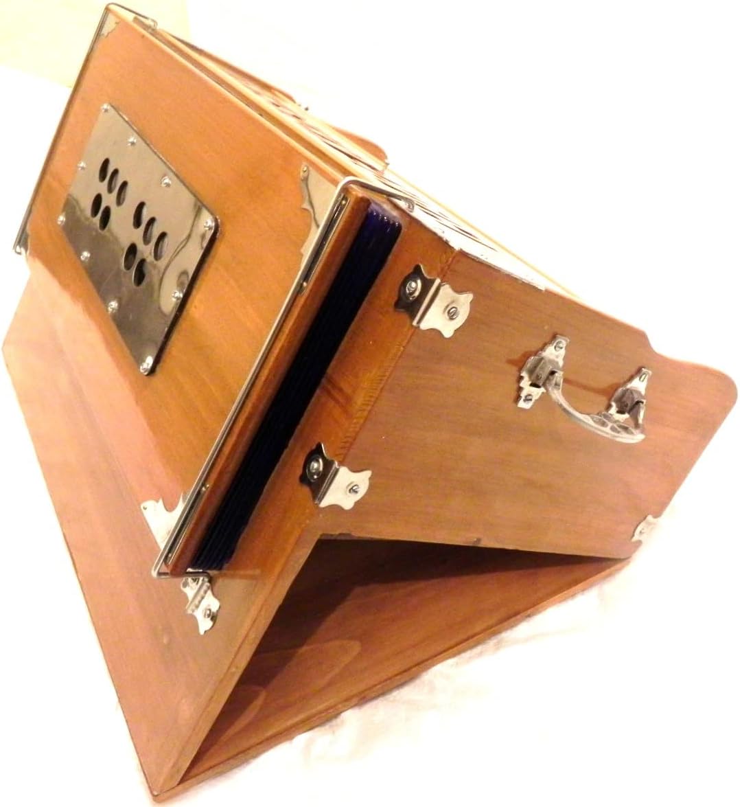 Harmonium, Hare Krishna, In USA, Double Reed, Coupler, Natural Color, without Stoppers, Standard, Padded Bag, Tuned to A440, Musical Instrument Indian