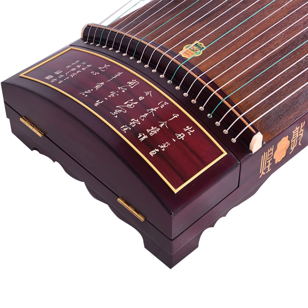 Professional Rosewood Guzheng, 163Cm for Adults, Suitable for Adults/Children/Beginners (Rich Peony/Ancient Rhyme Calligraphy),A