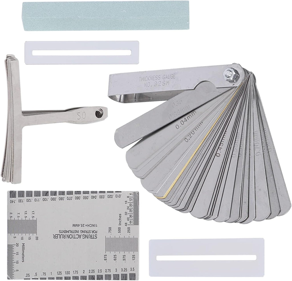 Guitar Tool Set, Including Sander Radius Gauge String Action Ruler Fingerboard Guards, for the Measurement and Adjustment Of Electric Guitar
