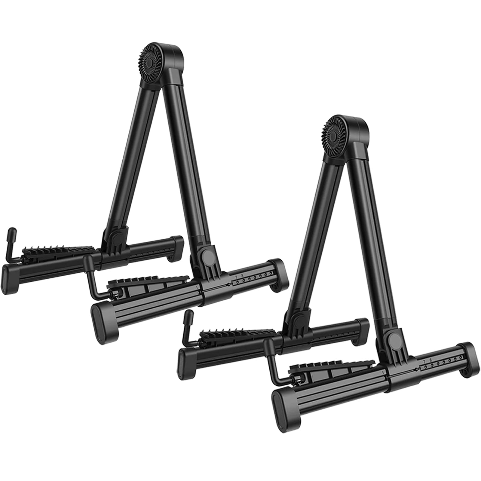 Guitar Stands 2 PACK, Plastic Lightweight A-Frame Guitar Floor Stand, ABS Guitar Rack, Foldable Guitars Holder for Bass, Banjo, Cello, Mandolin, Guitar Accessories (Black)