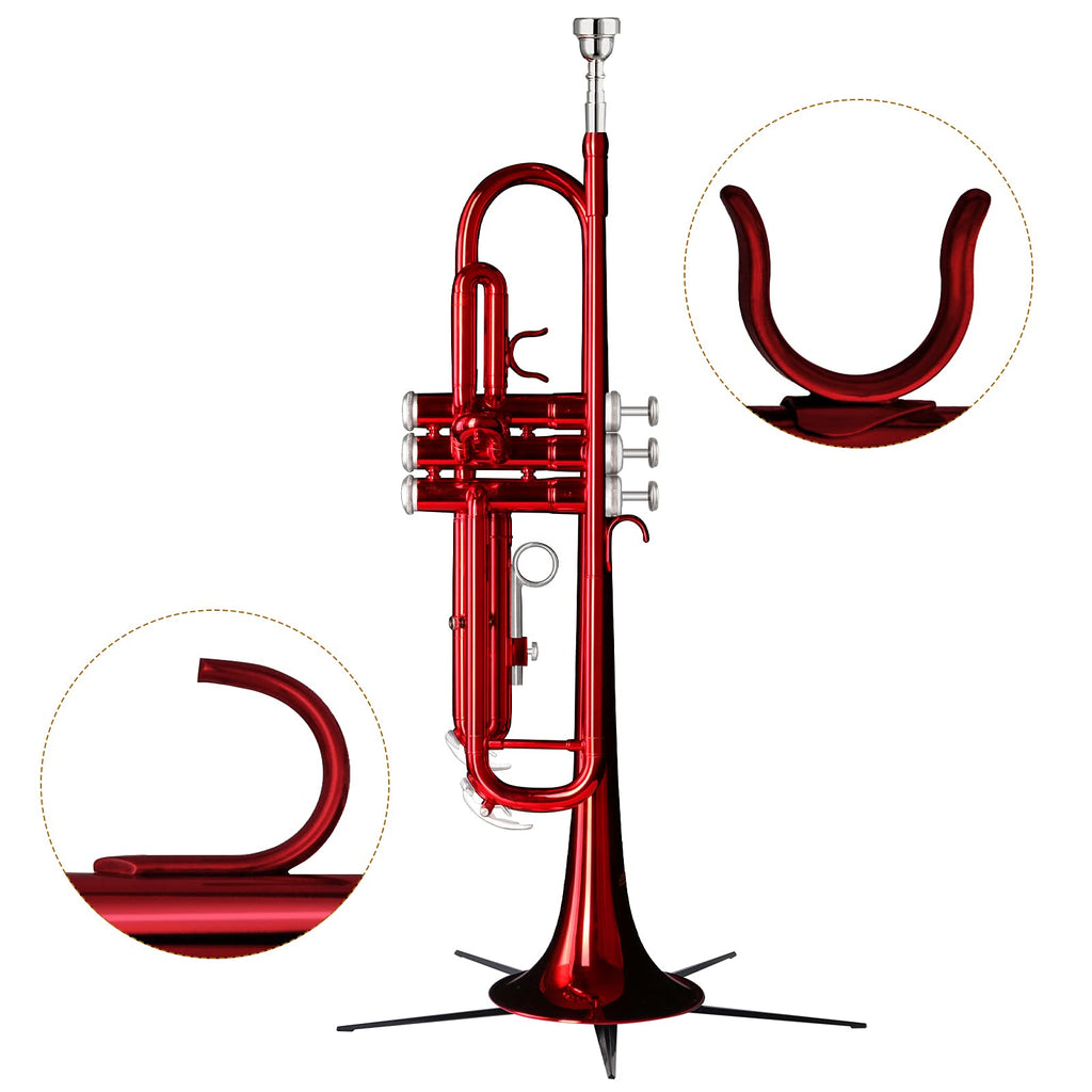 EASTROCK Bb Trumpet Standard Trumpet Set with Carrying Case,Gloves, 7C Mouthpiece, Cleaning Kit, Tuning Rod (Red Antique)