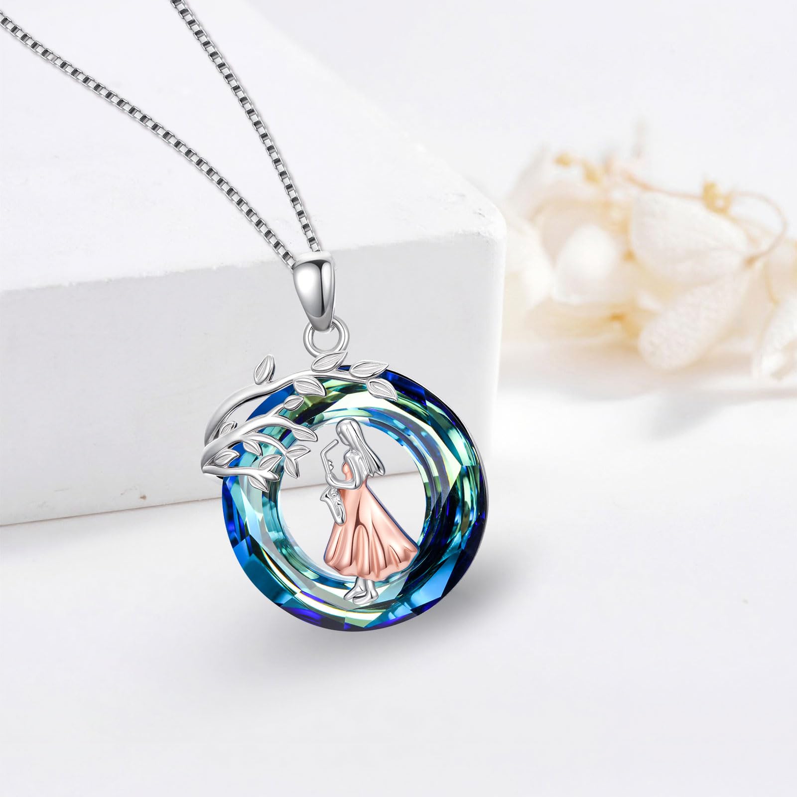Sport/Music Necklace for Women 925 Sterling Silver Crystal Pendant Tree of Life Jewelry Gifts for Sport Players