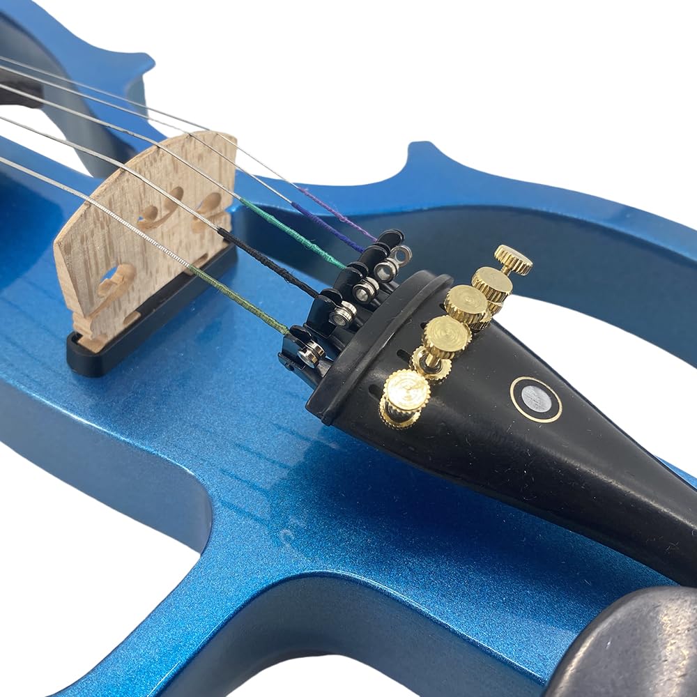 4/4 Full Size Electric Violin – Silent Electric Violin with Headphone Jack, Ebony Fittings – Includes Case, Bow, – Ideal for Practice & Performance (Black)