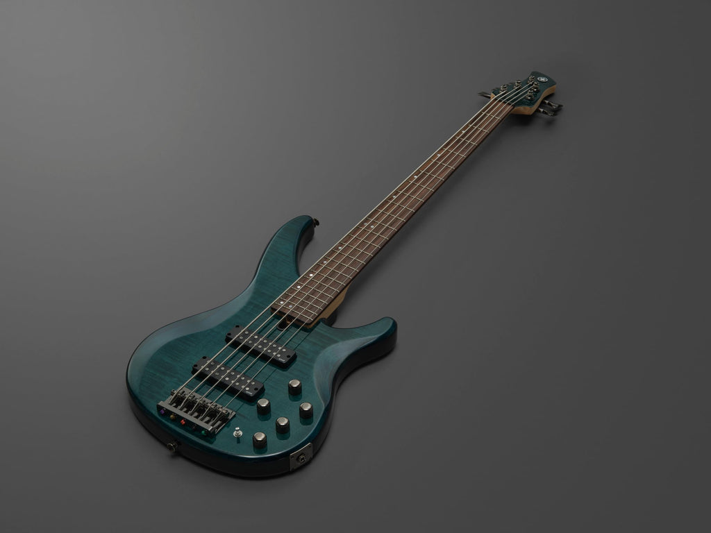 Yamaha TRBX604 4-String Flamed Maple Bass Guitar, Indigo Blue