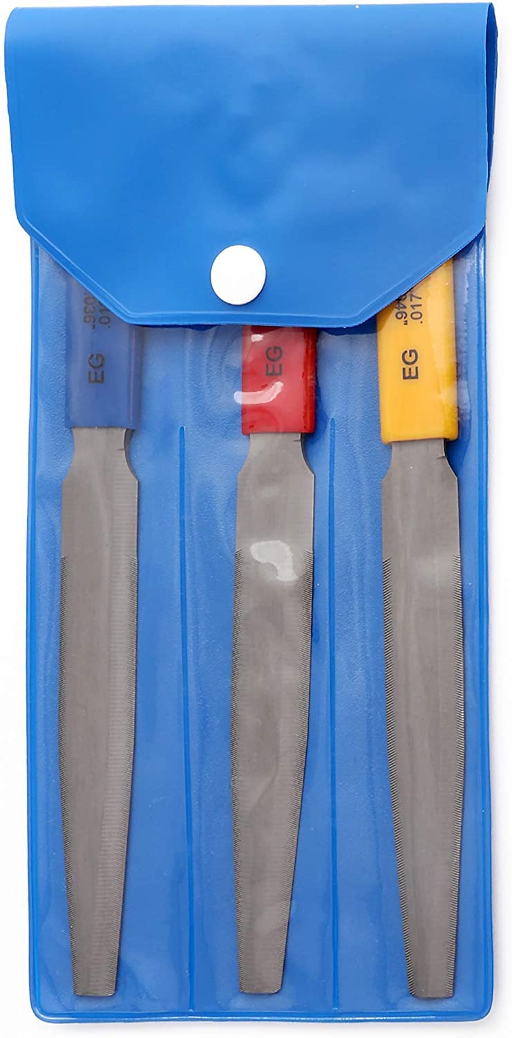 Electric Guitar files set,Acoustic Guitar file set,Bass Guitar files set,Tapered Nut Files Double Edge Nut Slotting Files,Fret Crowning Files Luthier Tools 3pcs set(Bass Guitar files)