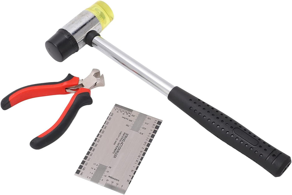 Guitar Hammer Plier String Action Ruler Gauge Set Robust Metal Guitar Repairing Maintenance Tool Kit