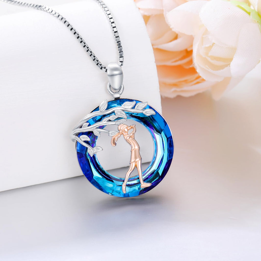 Sport/Music Necklace for Women 925 Sterling Silver Crystal Pendant Tree of Life Jewelry Gifts for Sport Players