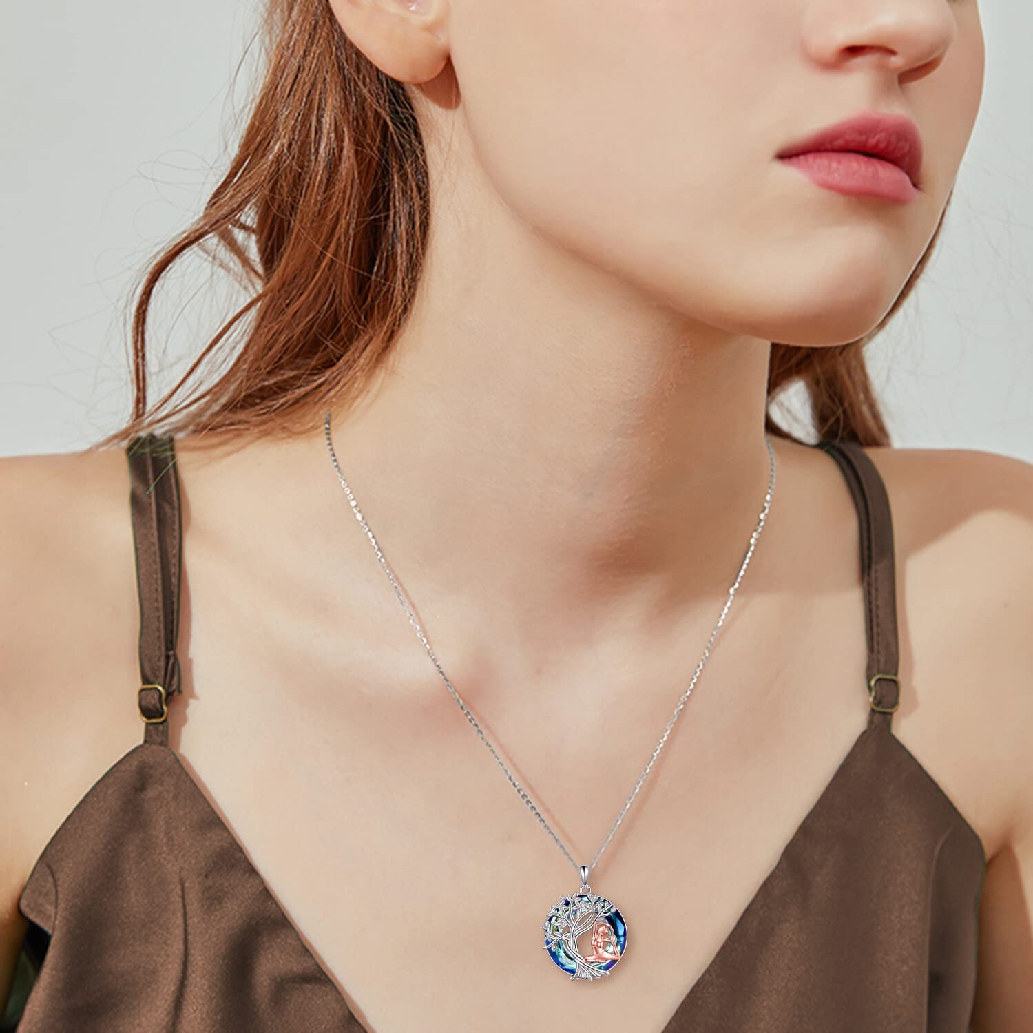 YFN Tree of Life Necklace Sterling Silver Crystal Jewelry Graduation Birthday Gifts for Women