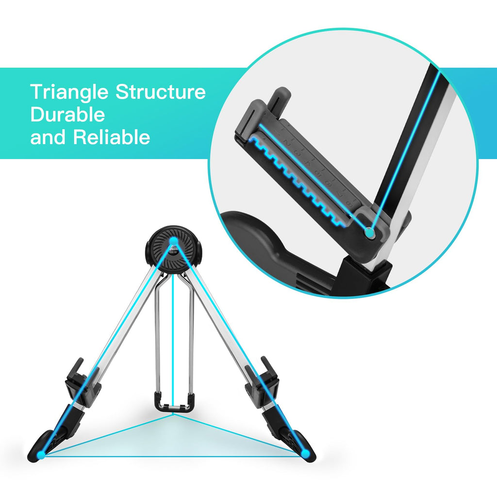 GUITTO Guitar Stand - Electric and Acoustic, Floor Standing Holder for Guitars, Bass, Banjo, Cello - Portable, Foldable, and Small A-Frame Design GGS-03
