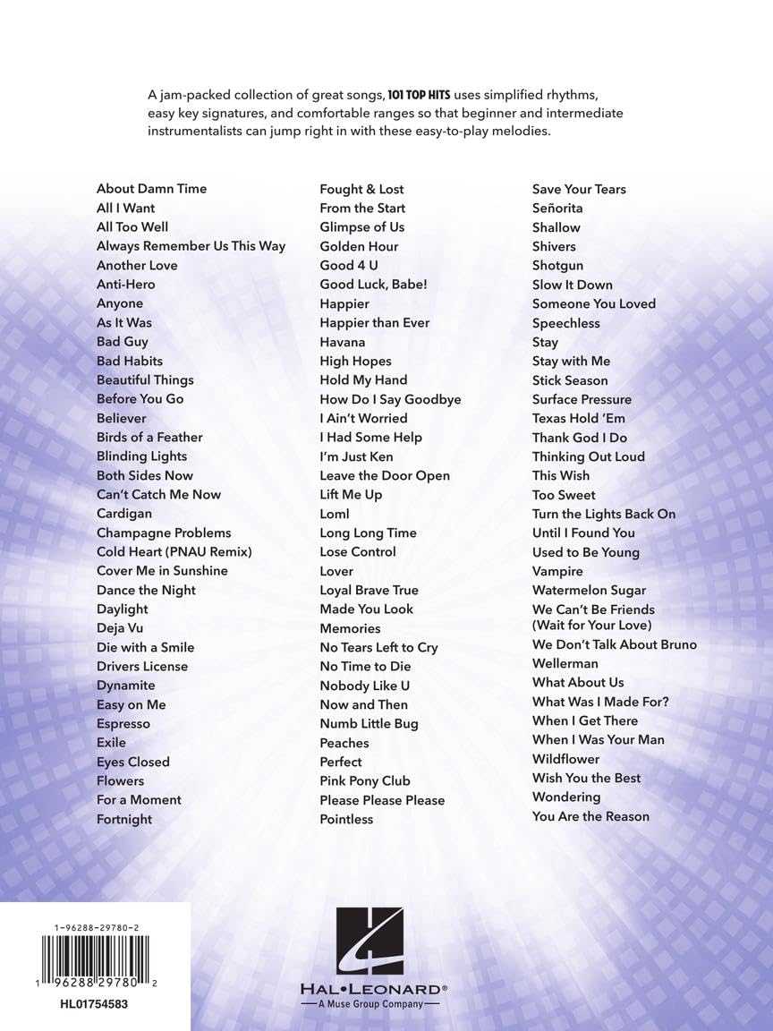 101 Top Hits for Violin | Sheet Music Book for Violin Players | Easy Pop and Viral Songs for Solo Practice and Performance | Modern Violin Songbook with 101 Hit Tunes